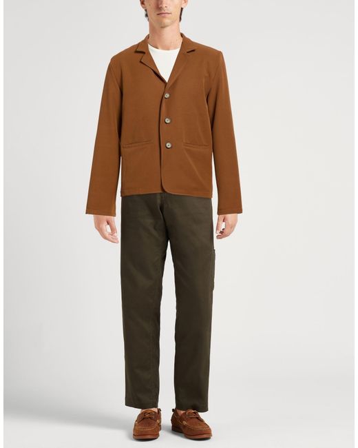 Takeshy Kurosawa Brown Blazer Polyester, Elastane for men
