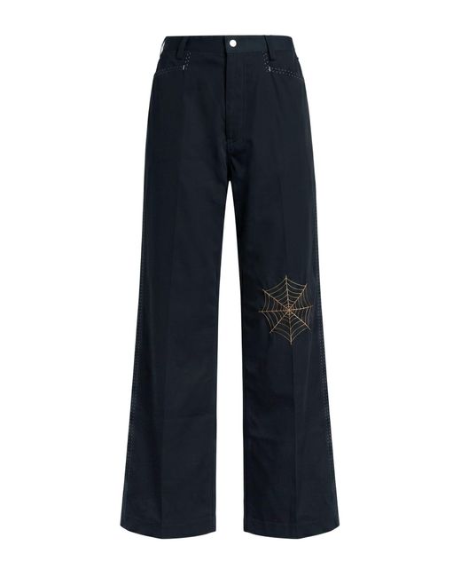 Second Layer Blue Pants Polyester, Cotton for men