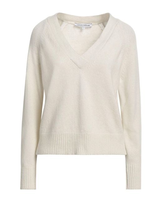 European Culture White Sweater Wool, Viscose, Polyamide, Cashmere