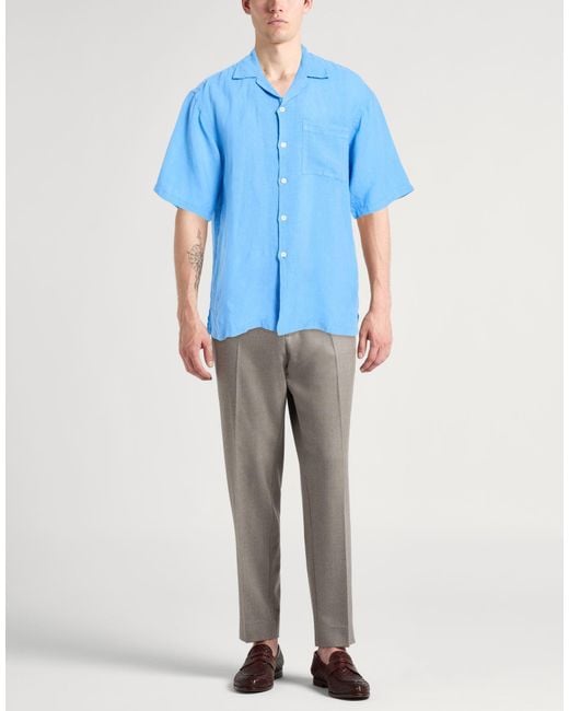 120% Lino Blue Shirts for men