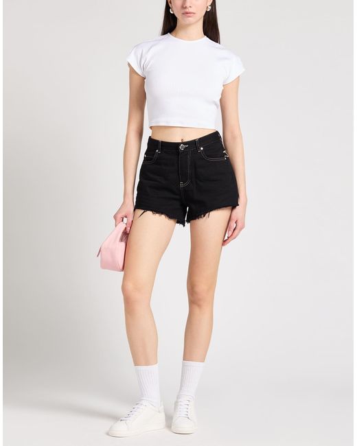 Pinko Black Denim Shorts Cotton, Polyester