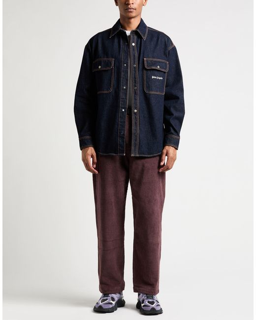 Palm Angels Blue Denim Shirt for men