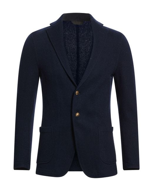 Paoloni Blue Midnight Blazer Wool, Polyamide for men