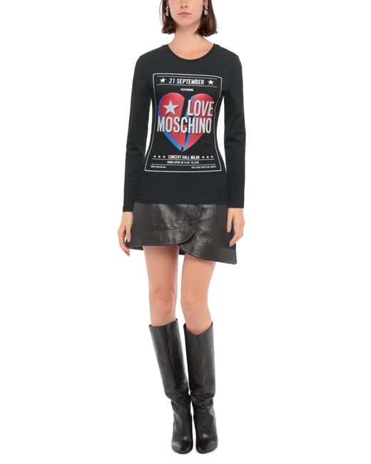 Love Moschino Black T-Shirt Cotton, Elastane