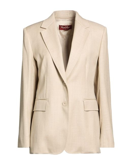 Max Mara Natural Blazer Virgin Wool, Viscose, Linen