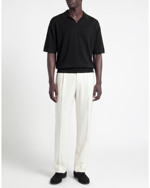 Agnona Black Polo Shirt Silk, Cotton, Cashmere for men
