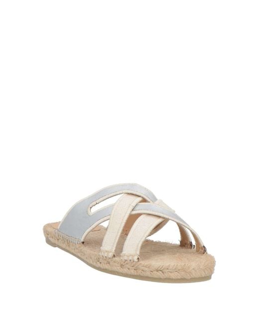 Castaner White Ivory Espadrilles Leather, Textile Fibers