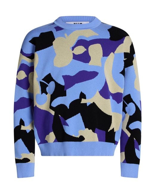 MSGM Blue Sweater Viscose, Polyester for men