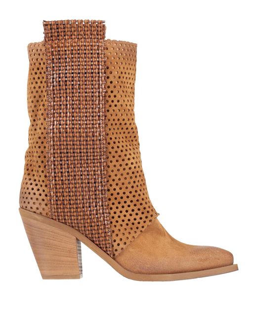 METISSE Brown Ankle Boots Leather