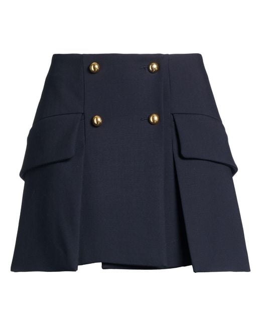 Seafarer Blue Midnight Mini Skirt Merino Wool, Viscose, Elastane, Silk