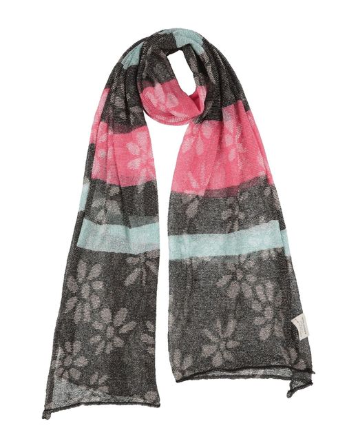 ALESSIA SANTI Black Scarf Linen, Viscose, Polyester, Cotton, Polyamide