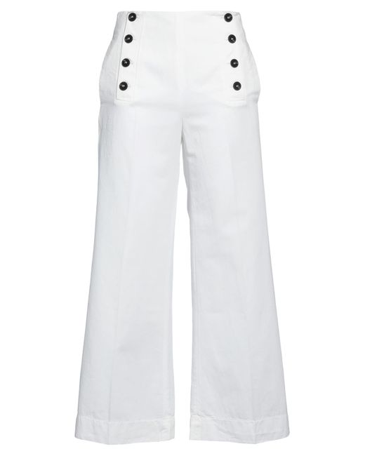 Incotex White Ivory Pants Cotton, Linen