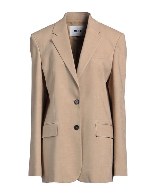 MSGM Natural Sand Blazer Viscose, Polyester, Elastane
