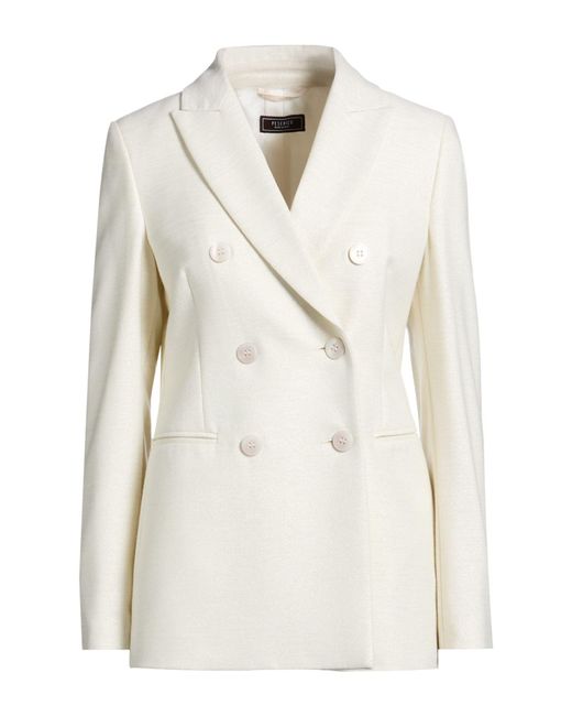 Peserico White Cream Blazer Virgin Wool, Viscose, Polyamide, Elastane