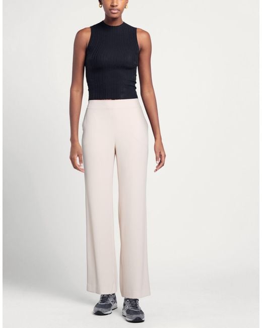 Via Masini 80 White Pants Polyester, Elastane