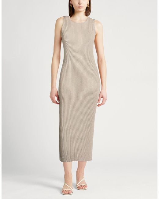 Marella Natural Midi Dress Viscose, Metallic Fiber, Polyamide