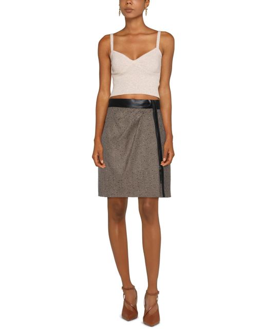 Clips Gray Khaki Midi Skirt Acrylic, Polyester, Wool, Polyamide, Polyurethane