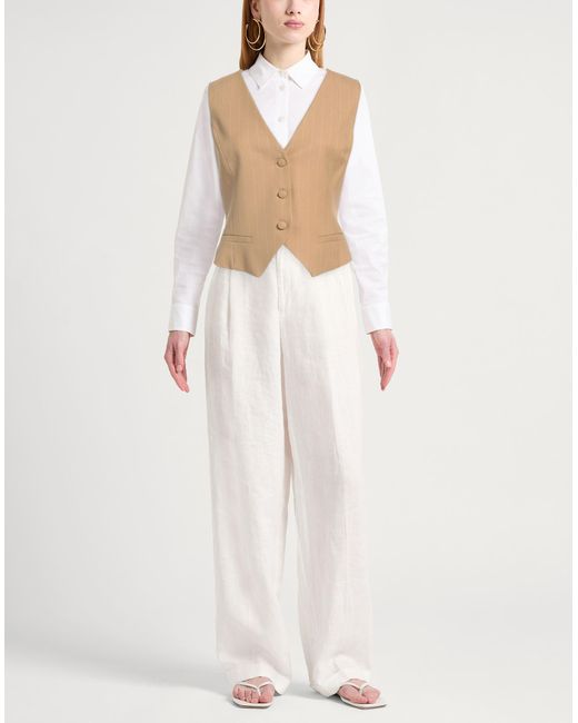 Cristinaeffe Natural Tailored Vest Polyester, Viscose, Elastane