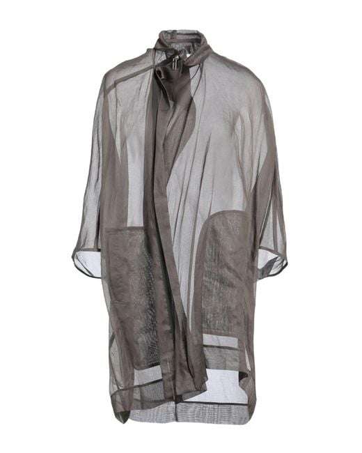 Rick Owens Gray Overcoat & Trench Coat Cotton