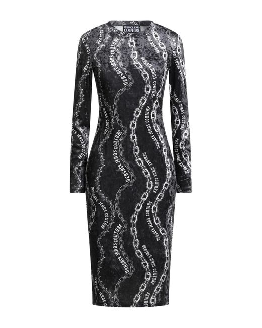 Versace Jeans Couture Black Midi Dress Polyester, Elastane