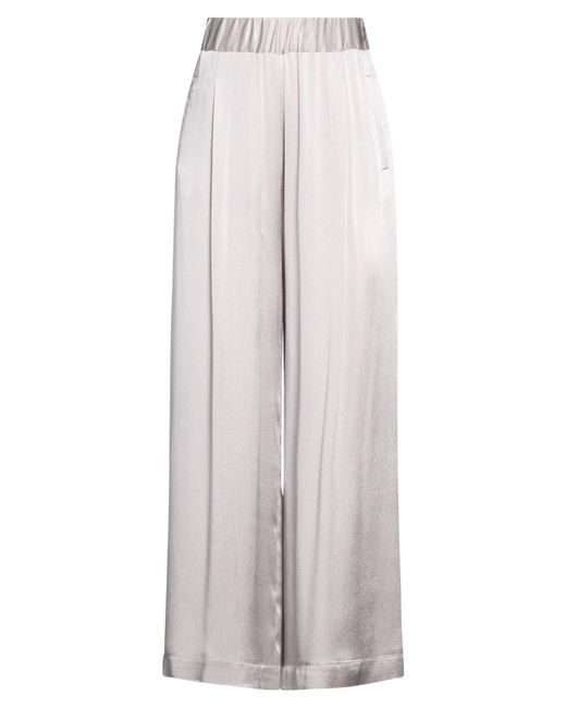 Semicouture White Pants Acetate, Silk