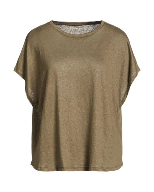 Majestic Filatures Green Military T-Shirt Linen, Elastane