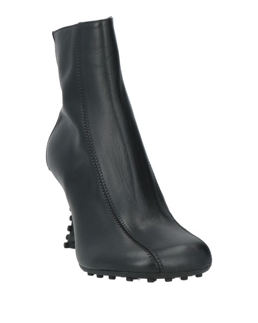 Sunnei Black Leather Square-Toe Ankle Boots