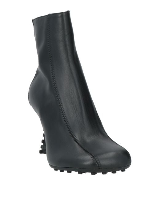 Sunnei Black Leather Square-Toe Ankle Boots