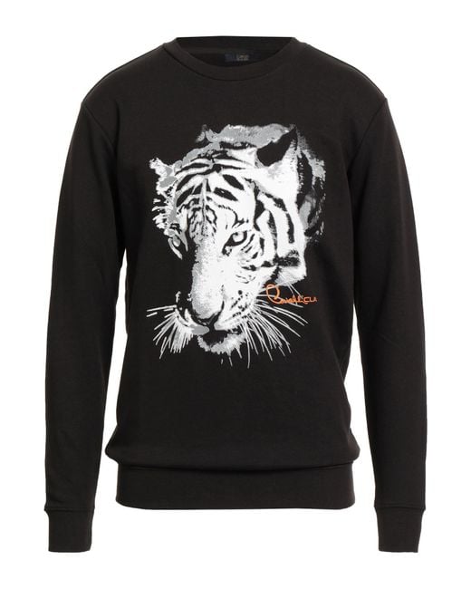 Roberto Cavalli Black Sweatshirt Cotton, Polyester for men
