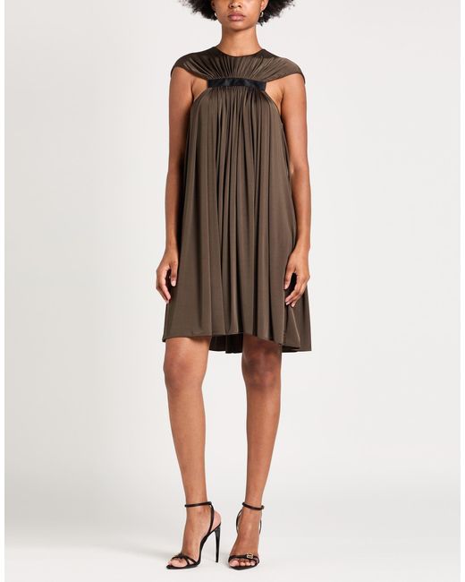 McQueen Brown Military Mini Dress Viscose, Elastane