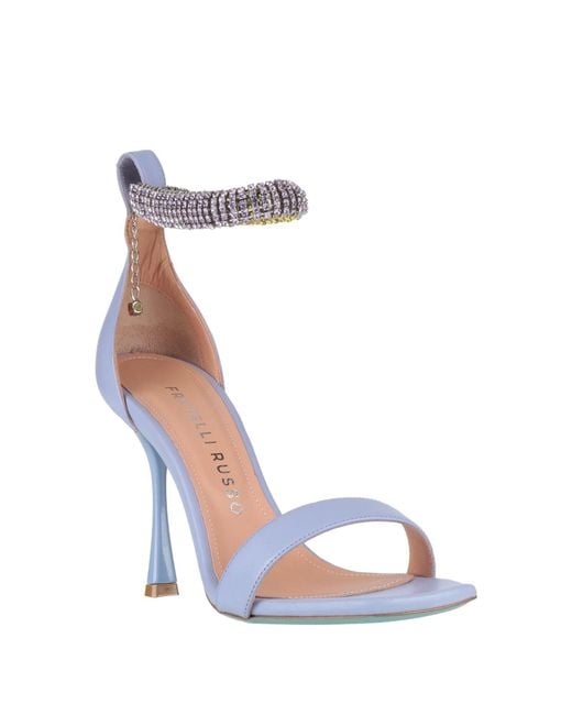 Fratelli Russo Blue Lilac Sandals Leather
