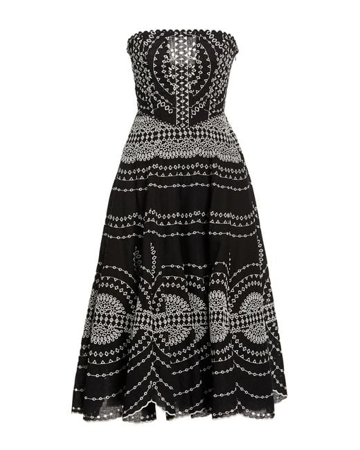 Charo Ruiz Black Midi Dress Cotton, Polyester, Linen