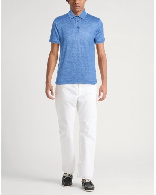 Paul & Shark Blue Azure Polo Shirt Linen for men