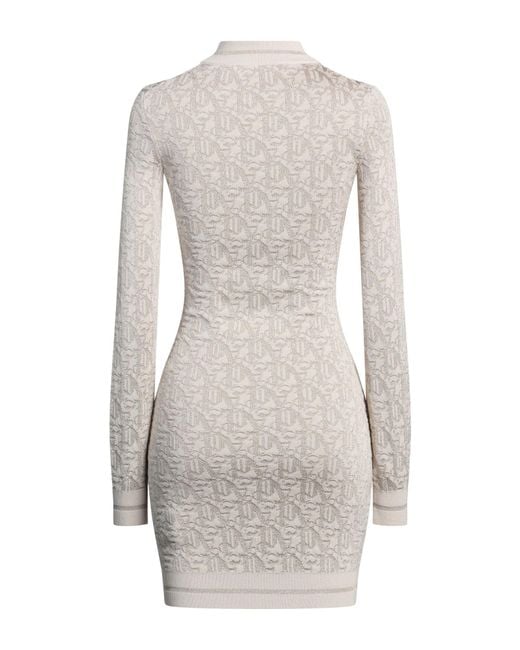 Palm Angels Gray Mini Dress Viscose, Polyester, Polyamide