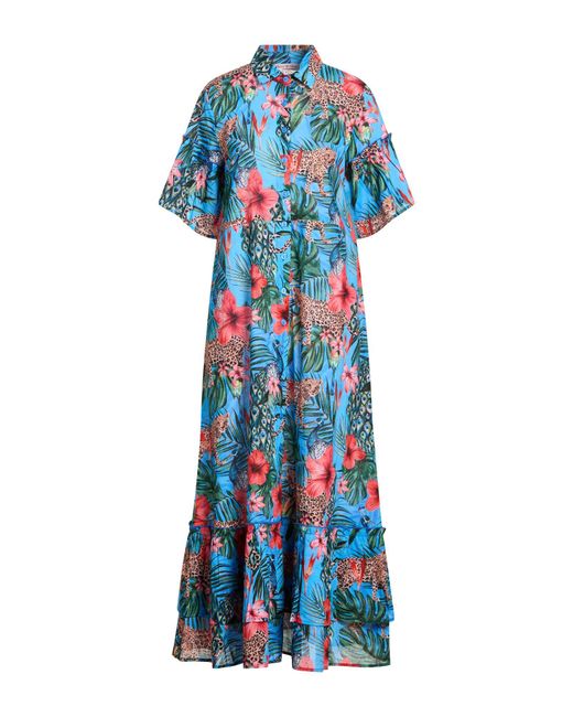 CONNOR & BLAKE Blue Azure Maxi Dress Cotton