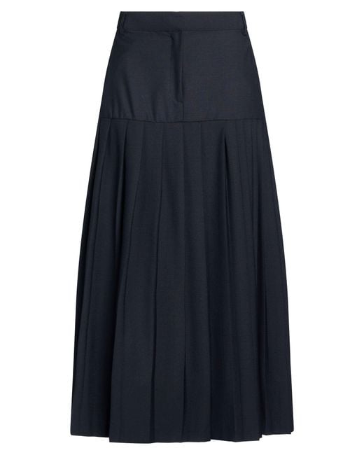 Semicouture Blue Midnight Midi Skirt Polyester, Virgin Wool, Elastane