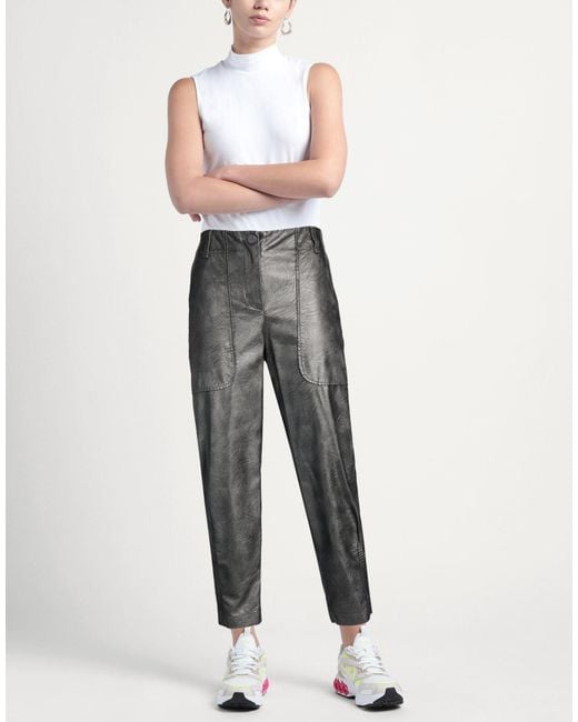ALESSIA SANTI Gray Pants Viscose, Polyurethane Resin