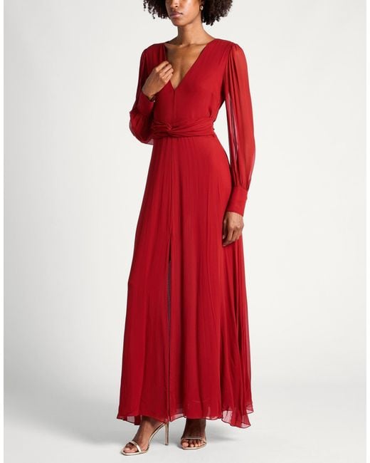 Patrizia Pepe Red Brick Maxi Dress Viscose