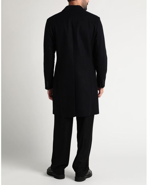 Sandro Black Coat Wool, Polyamide, Cashmere for men