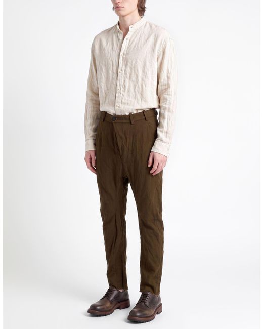 Masnada Brown Military Pants Virgin Wool, Cotton, Metal for men