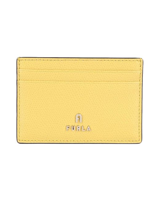 Furla Yellow Camelia S Card Case -- Light Document Holder Soft Leather