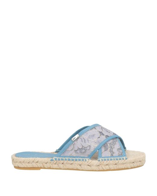 Baldinini Blue Espadrilles Leather, Textile Fibers