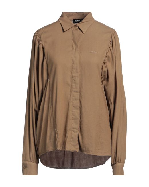 Dondup Brown Khaki Shirt Cotton, Viscose, Silk