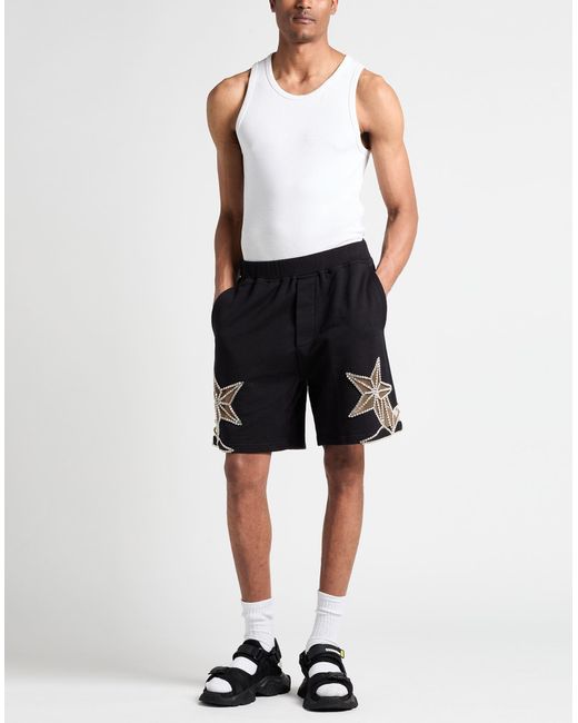 DSquared² Black Shorts & Bermuda Shorts Cotton, Elastane, Polyamide, Glass for men