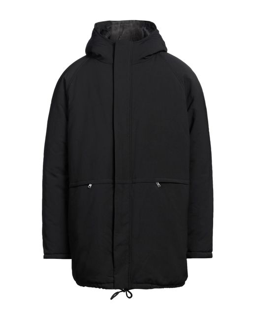Sandro Black Coat Polyester, Polyamide for men