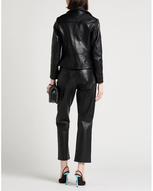 Sandro Black Lambskin Biker Zipper Jacket