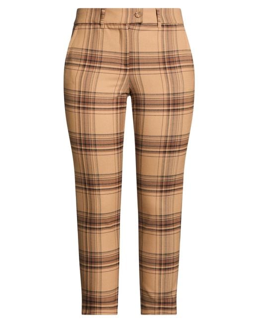 Marella Natural Camel Pants Polyester, Virgin Wool, Elastane