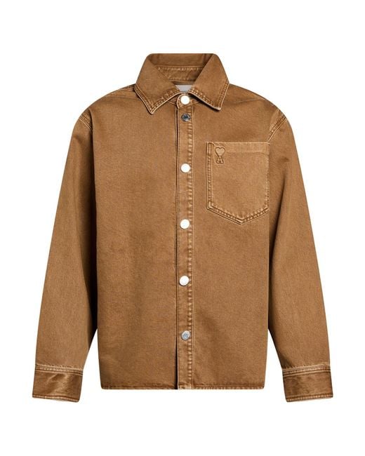 AMI Brown Camel Jacket Cotton for men