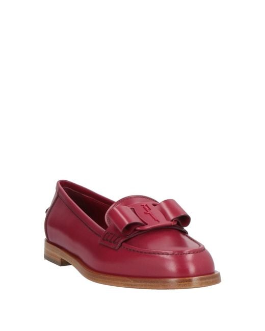 Ferragamo Red Vivaldo Loafers Calfskin