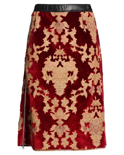 Undercover Red Burgundy Midi Skirt Acrylic, Polyester, Sheepskin